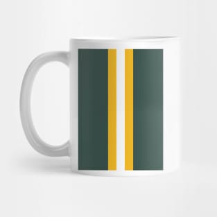 Retro American Football Stripes Green Bay Green, Yellow, White Mug